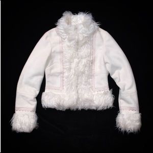 90S VINTAGE BEBE BABY ANGEL CREME WHITE FUR COAT